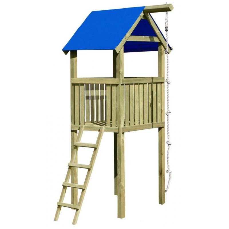Spielturm mit Leiter und Kletterseil